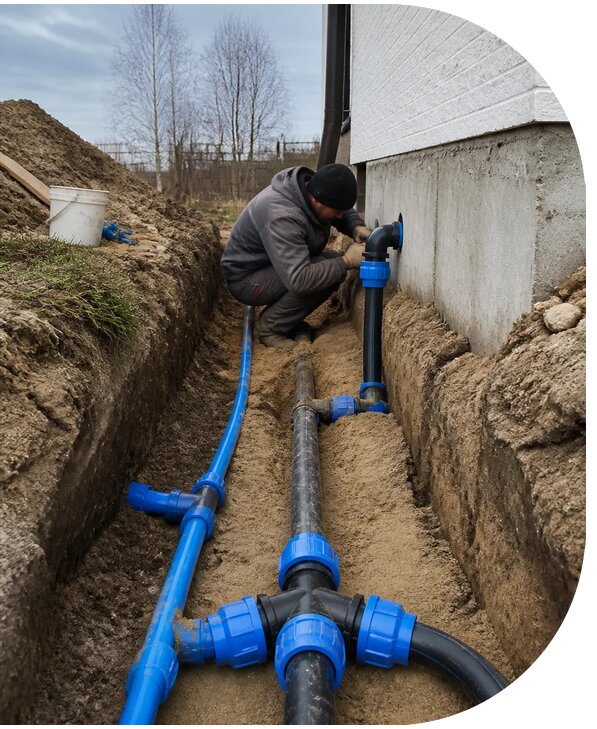 Монтаж наружного водопровода на участке под ключ в Ессентуках